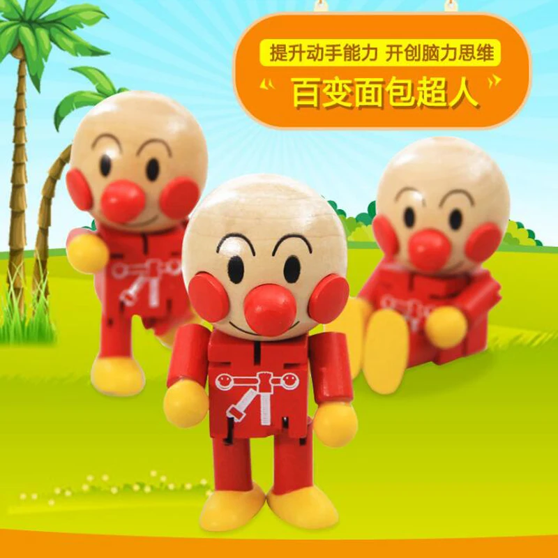 

1Pcs Baby Wooden Toys Marionette Cartoon Anime Mini Anpanman Doll Puppet Minifigure Blocks Figures Action Toys For Children