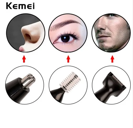 Kemei 3 in 1 Fast shaving Men Electric Nose Ear Hair Trimmer Painless Women trimming sideburns eyebrows Beard hair