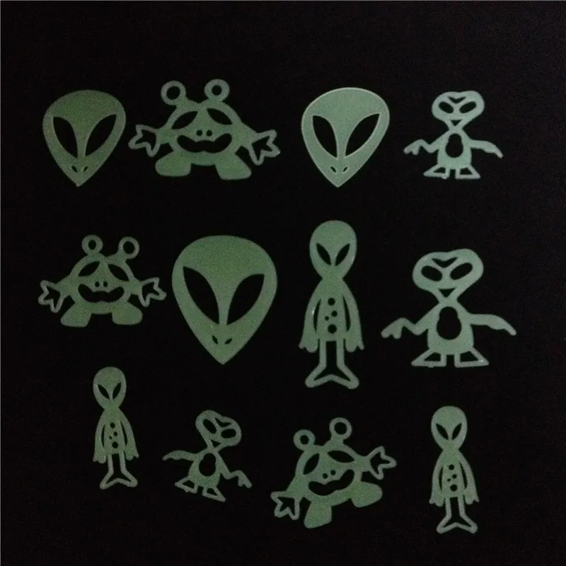 12PCS Alien DIY Ceiling Glow In The Dark Wall Stickers ...