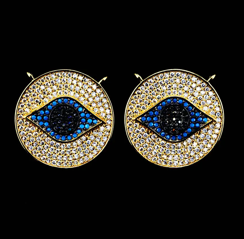 

The Design of Eyes Connectors with Colorful CZ.Gold Plating, 5 Pieces