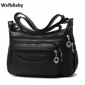 

WxfbBaby women luxury handbags women bags designer Casual messenger bags Black Grey brown blue for PU Mother's bag Crossbody Bag