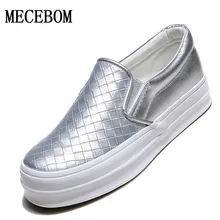 2016 Women Flats Women Weave Creepers Slip On Flats Casual Round Toe Women Shoes 3 Colors