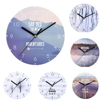 

New Fashion Modern Creative Encouraging Words Scenery Round Digital Removable Wall Clock Living Room Bedroom Home Art Wall Clock