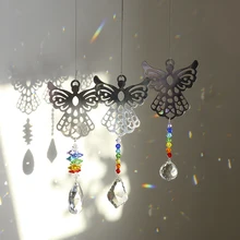 H& D Радужный Кристалл Suncatchers полый Ангел чакра висячая подвеска Призма окна украшения упаковка из 3