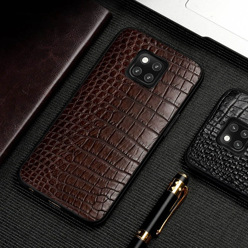 

Phone Case For Huawei P20 P30 P10 Mate 20 Lite 10 9 Pro Real Crocodile Skin Abdomen Texture For Honor 8X Max V20 Nova 3 4 Cover