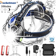 Налобные фонари 8000 Люмен светодиодный налобный фонарь L2/T6 масштабируемый налобный фонарь Фонарь налобный фонарь 18650 Аккумулятор для рыбалки и охоты