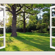 Один Кусок Холст Картина с лесным деревом пейзаж за окном 3D эффект стены Искусство картина печать плакат Декор