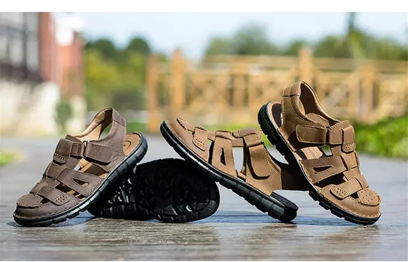 CcharmiX мужские летние сандалии для мужчин мягкая натуральная кожа Повседневная пляжная мужская обувь модные мужские уличные дышащие сандалии высокого качества