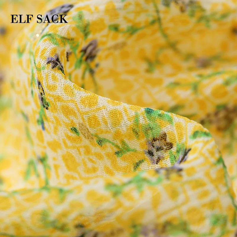 Женская блузка с рукавами бабочками ELFSACK черная Повседневная Блузка цветочным