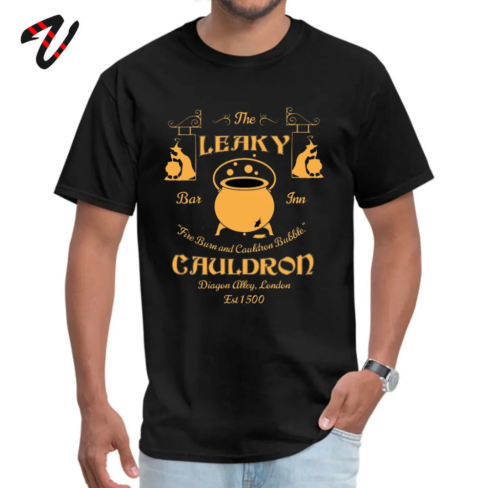 Round Neck Leaky Cauldron Bar and Inn 100% Cotton Fabric Mens T-shirts Classic Tops Shirt High Quality Tops Shirts Short Sleeve Leaky Cauldron Bar and Inn16878 black
