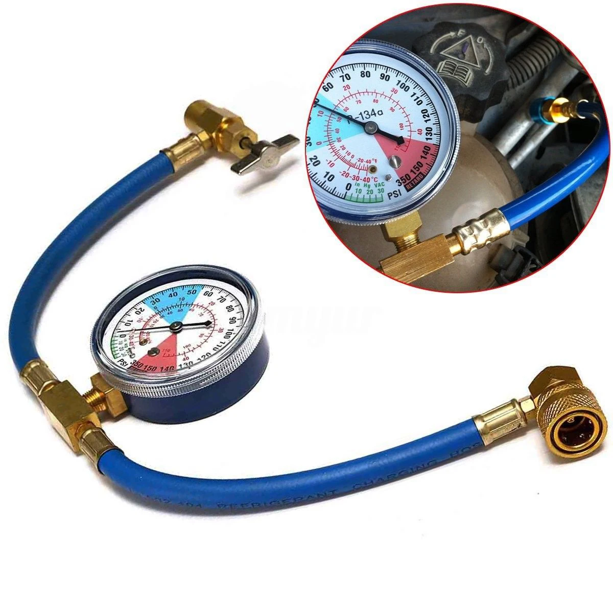 

430mm R134A Car Air Conditioning Refrigerant Recharge Measuring Kit Hose Gauge