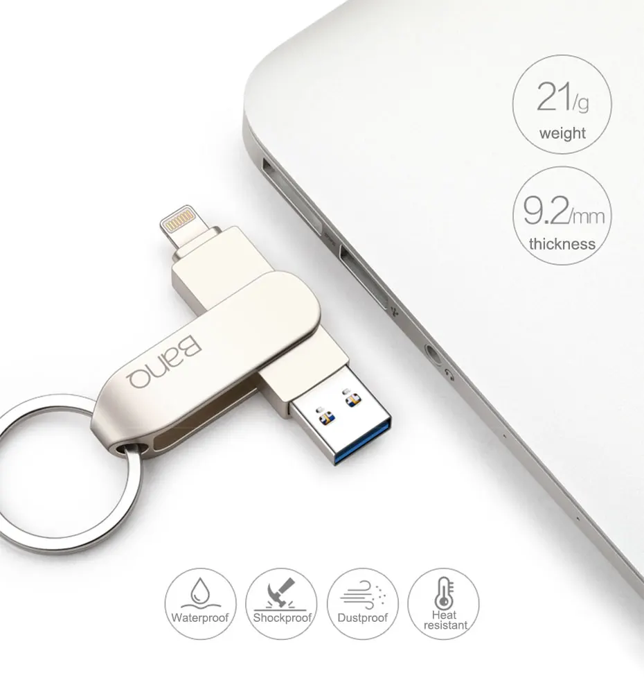 USB флеш-накопитель BanQ A50, 32 ГБ, 64 ГБ, для iPhone 8, 7 Plus, молния, металлическая ручка, u-диск для MFi iOS10, карта памяти 128 ГБ