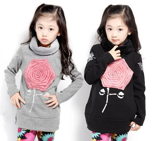 

Y-13, 1pc retails, Children Girl Sweatshirts, long sleeve terry 3D rose T shirt, 100% cotton