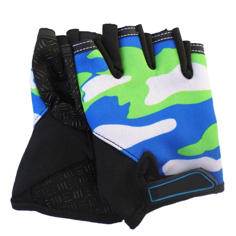 Детские велосипедные перчатки с открытыми пальцами, моющиеся, дышащие, высокоэластичные, Нескользящие, велосипедные перчатки, оборудование для езды, 4 цвета - Цвет: Зеленый