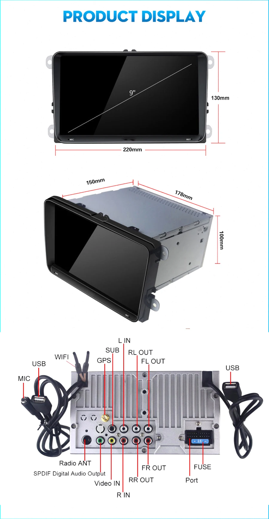 Excellent ARKRIGHT 9" Android 8.1 Head Unit/for VW Passat Golf Seat Leon/Skoda/Tiguan Car Radio Audio Stereo HD GPS Navigation Player 12