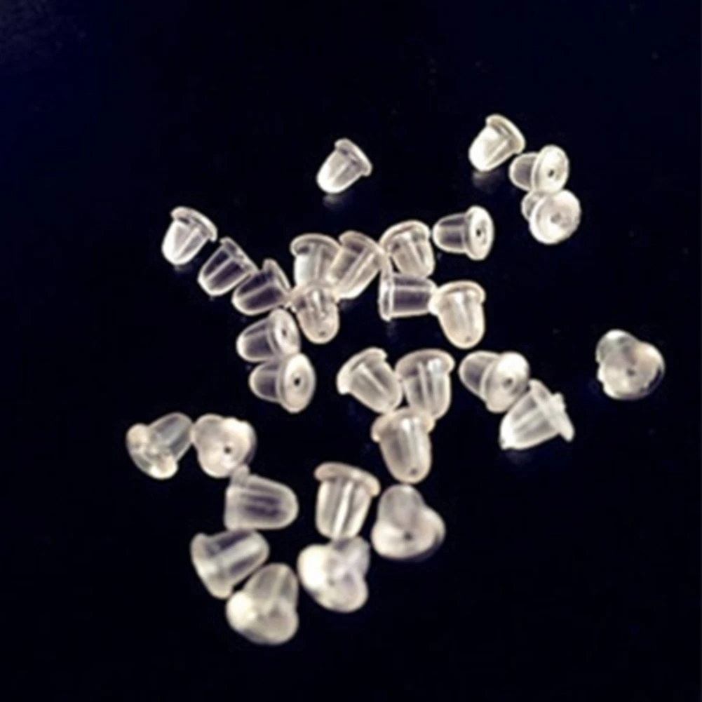 

100pcs/set Soft DIY Plastic Stoppers Ear Plugging Earring Backs Clear Safety Transparent Pads Round Stud Plugging Backstops