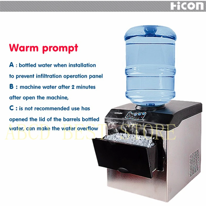 

tabletop electric automatic 220V 160W 25KG Electric Commercial Countertop Bullet Ice Maker Machine Milk Tea Shop