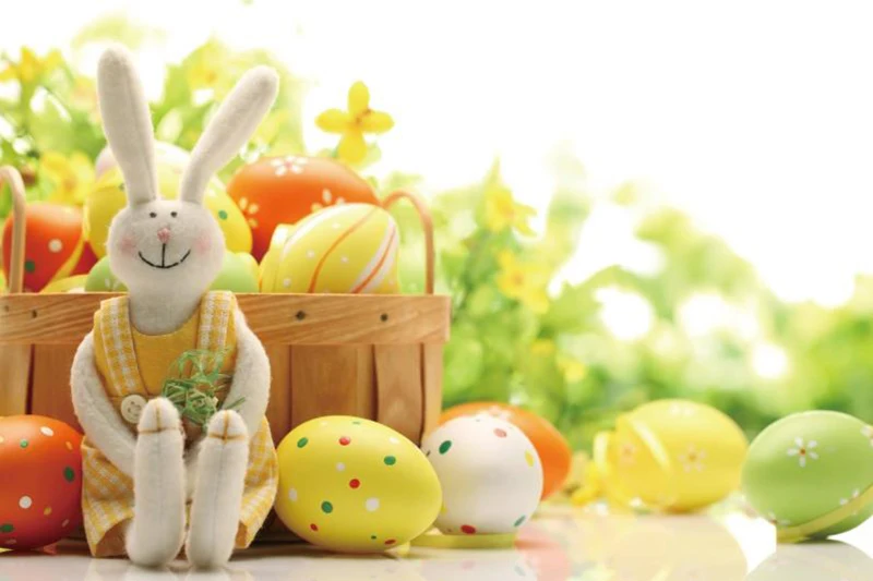 

Laeacco Colorful Eggs Easter Rabbit Baby Children Party Photography Background Customized Photographic Backdrop For Photo Studio