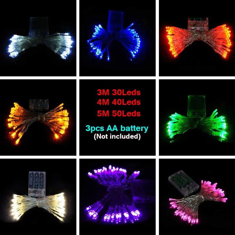 3M 4M 5M DC5V Led string light AA battery powered Christmas decoration New Year's Garland Fairy lighting Party Wedding Festival 3M 4M 5M DC5V Led string light AA battery powered Christmas decoration New Year's Garland Fairy lighting Party Wedding Festival