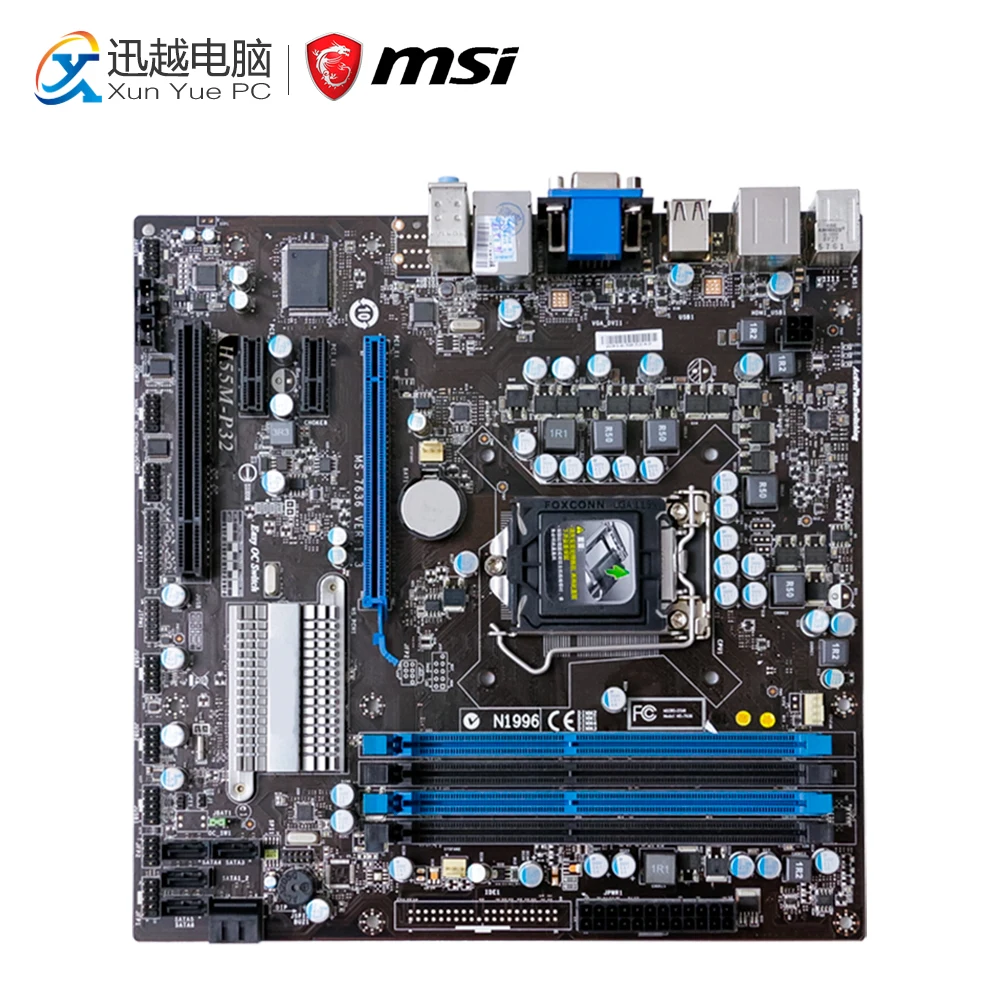 

MSI H55M-P32 Desktop Motherboard H55 Socket LGA 1156 i3 i5 i7 DDR3 16G SATA2 USB2.0 Micro-ATX
