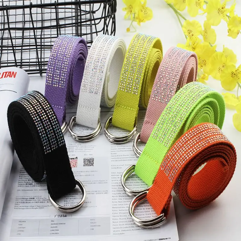 

Fashion Women Girls Drilling Belts Fluorescent Color Lady Female Dress Pants Decor Waist Belt Rhinestone Waistband 7 Colors 2019