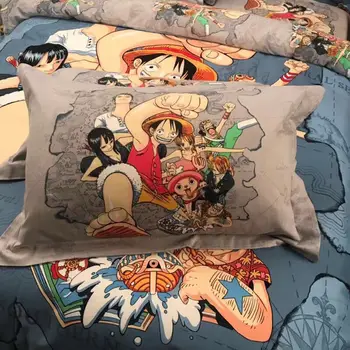 

Anime one piece Bedding Set Single double Twin/Queen 3pcs/4pcs bedding sets with pilloccase +bed sheet+Duvet Cover for kids room