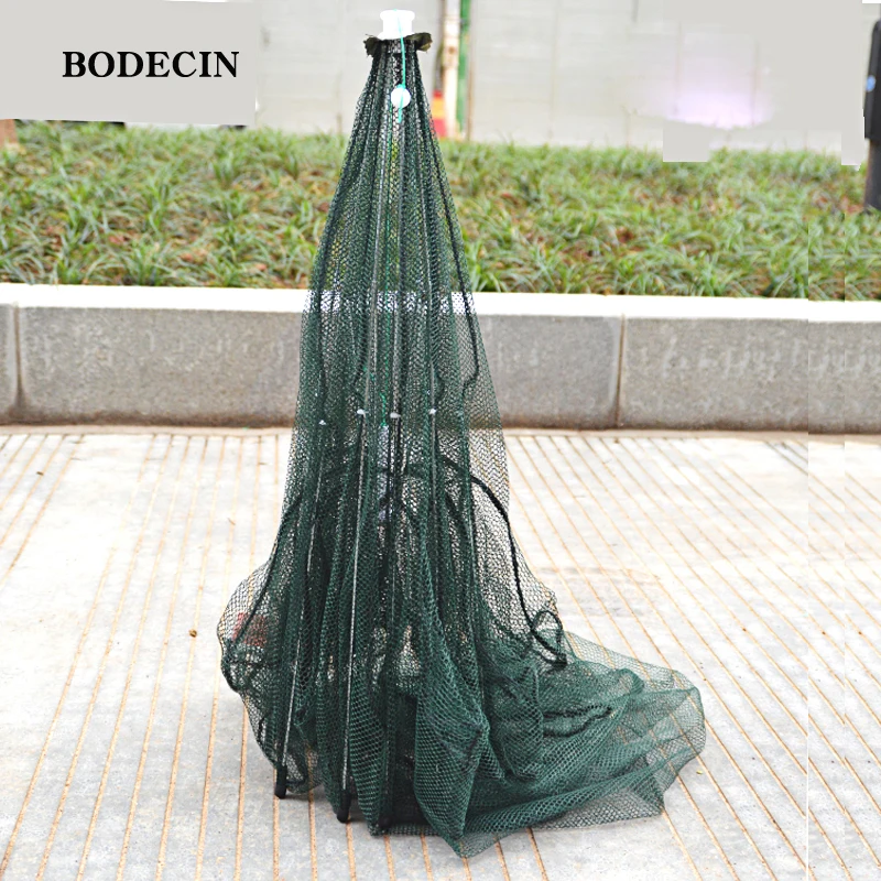 8 Hole Fishing Net Folded Portable Hexagon Fish Network Casting Nets Crayfish Shrimp Catcher