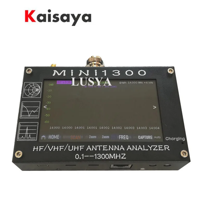 Mini1300 4," сенсорный lcd 0,1-1300 MHz 13.GHz UV HF VHF UHF ANT КСВ Антенный Анализатор метр+ перезаряжаемый аккумулятор