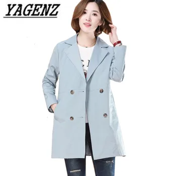 

Spring Double Breasted Women's Trench Coats Slim Long-sleeved Turn-down Collar Ladies Outerwear High quality Casual Windbreaker