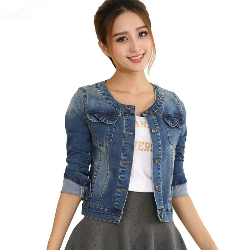 2018 Donne della Molla Giacca di Jeans Plus Size Manica Lunga O Collo Corto  Giacca di Jeans Donna Denim Cappotto|short jeans jacket women|women denim  jacketjeans jacket women - AliExpress