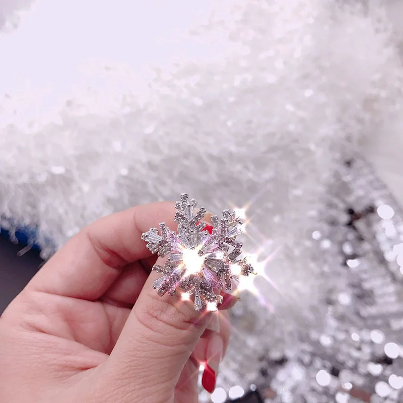 F.I.N.S персонализированное вращающееся кольцо со снежинками, Открытое кольцо, нежные подвижные подарки на удачу для женщин Anel Bijoux ювелирные изделия