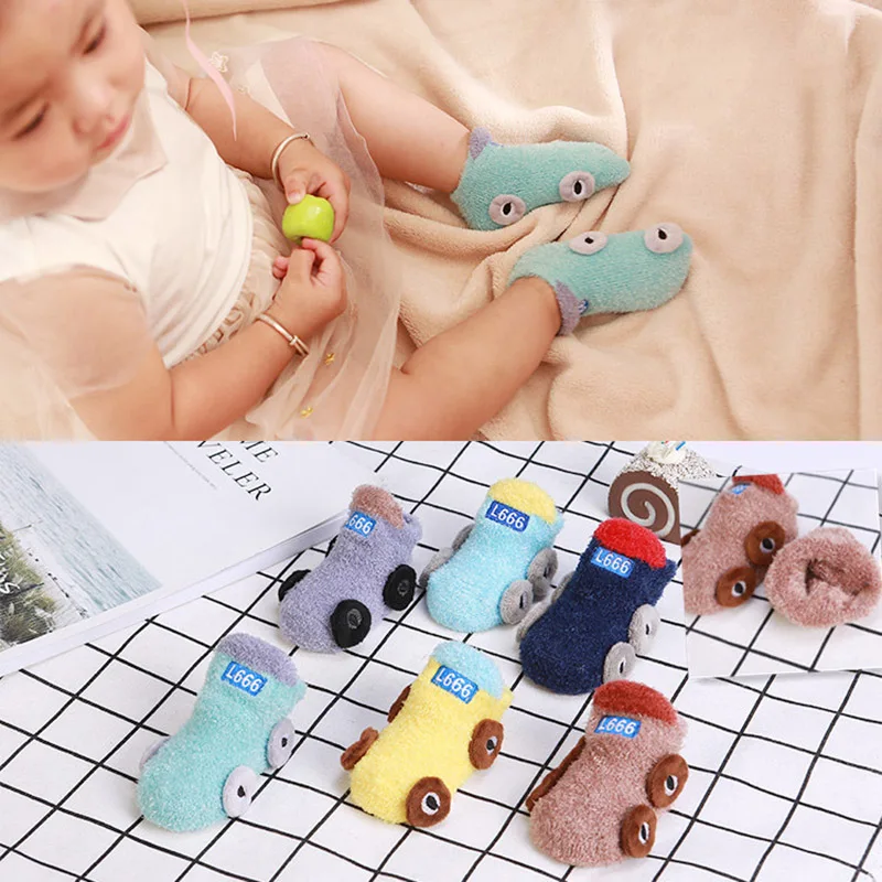 Winter Car Shape Baby Boy Socks Kids Fleece Terry Socks Boys Children