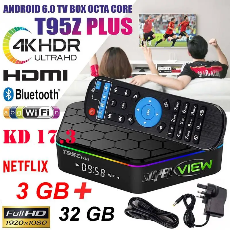 

NEW Household Smart TV BOX Android 7.1 2.4G 5Ghz Dual WiFi TV Case Set Top Box Eight Core 3GB+32GB WIFI Bluetooth T95Z Plus S912
