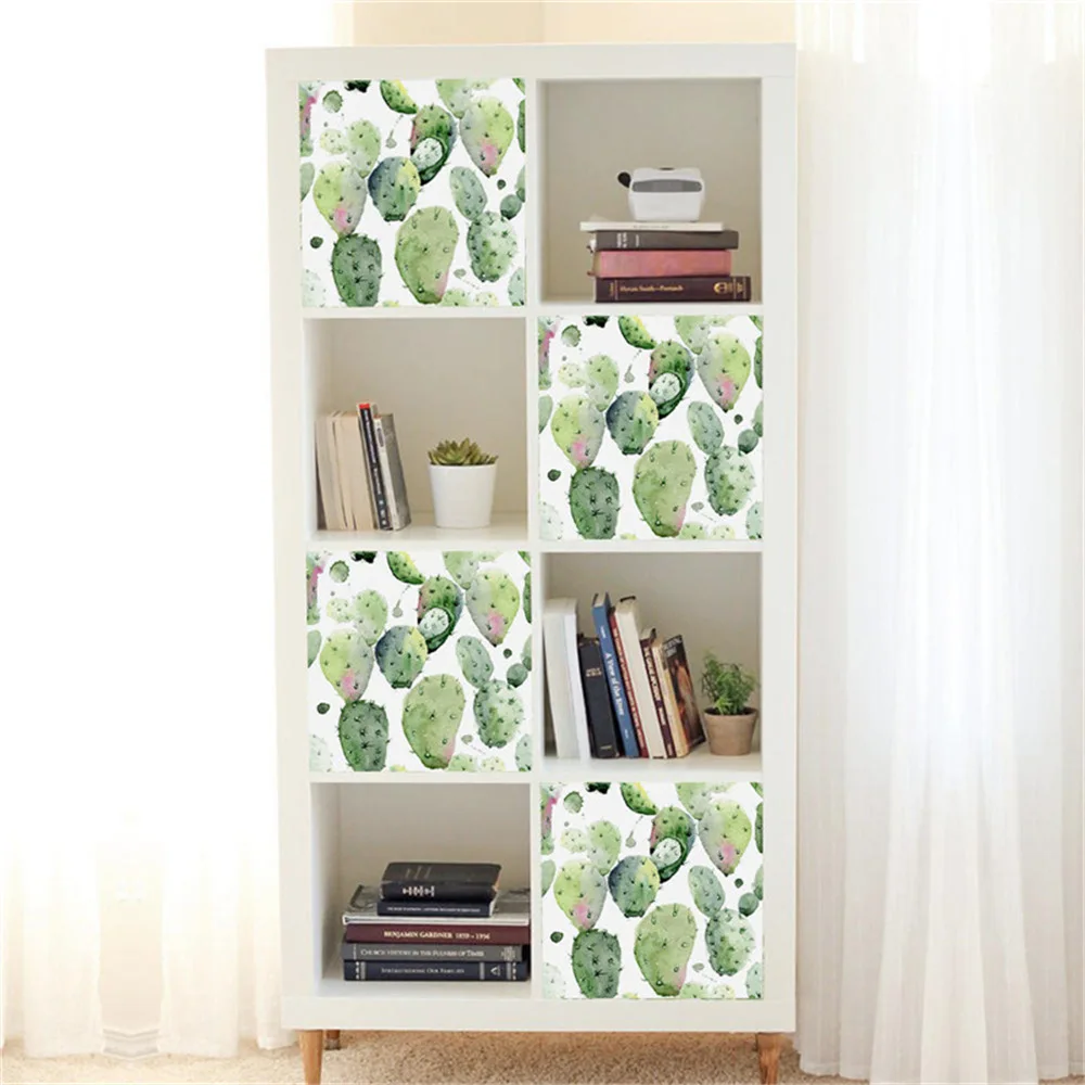 66 سنتيمتر x 66 سنتيمتر الأخضر الصبار ملصقات جدار لديكور المنزل غرفة المعيشة خزانة رف الشارات ملصق للإزالة الذاتي لاصق جدارية