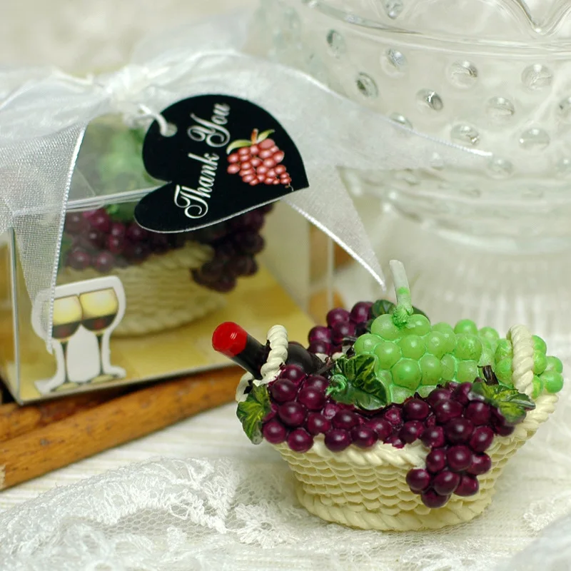 Wine and grape in basket candle wedding party favor birthday present