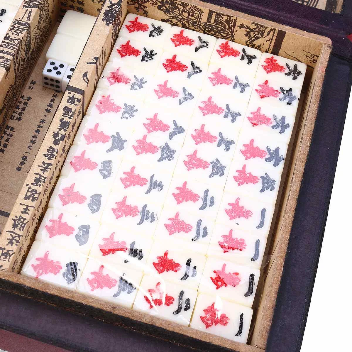 

NEW 144 Tiles Mah-Jong Set Multi color Portable Vintage Mahjong Rare Chinese Toy With Bamboo Box