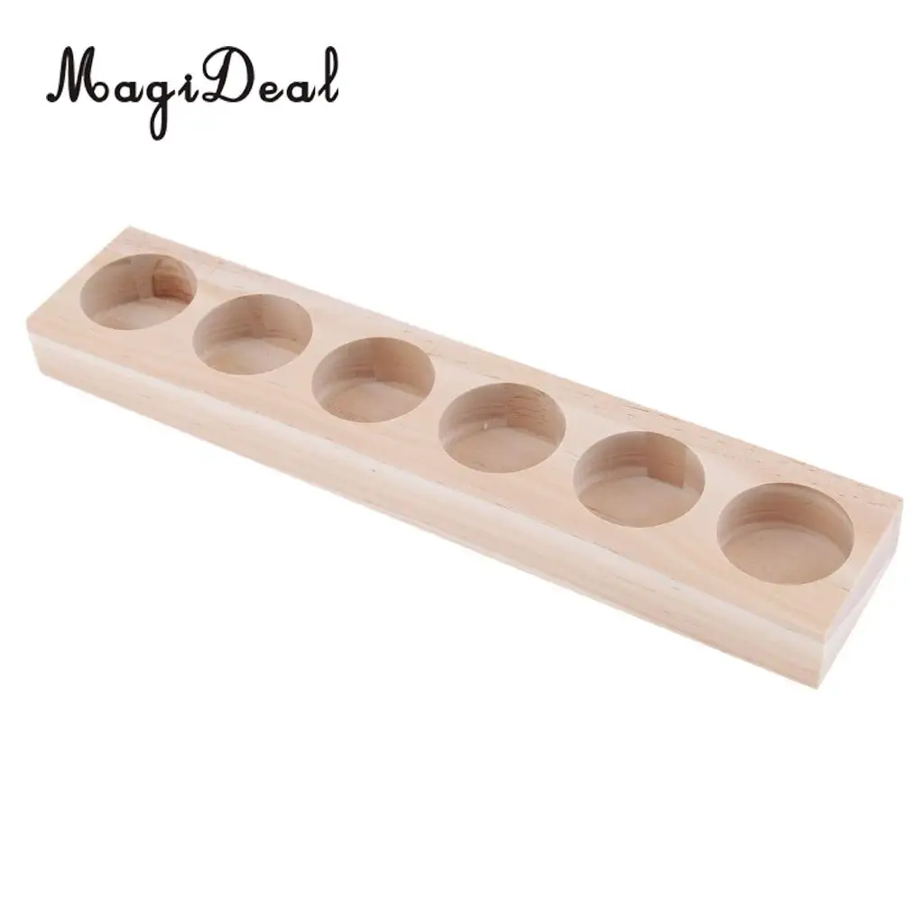 6-Holes Natural Wood Essential Oils Aromatherapy Display Storage Organizer Rack Holder Stand for Beauty SPA Massage Salon