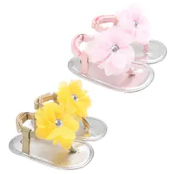 Прекрасный большой цветы Детские Обувь для девочек Босоножки Лето Обувь для малышей Модная мягкая подошва Босоножки для 0-18 месяцев для