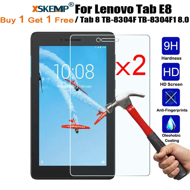 XSKEMP 2 шт Tablet закаленное Стекло для lenovo Tab E8/Tab 8 TB-8304F TB-8304F1 8,0 царапинам ЖК-дисплей Экран крышка пленки протектора