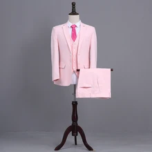 Последние конструкции пальто брюки розовый смокинг жениха Slim Fit белый в полоску мужские свадебные Пром Костюмы(куртка+ Брюки для девочек+ жилет+ галстук) TERNO