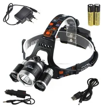 Boruit 8000lm 3* XM-L2 Светодиодные фары фара глава факел USB лампа+ 2*18650 батарей+ AC автомобиля зарядное устройство