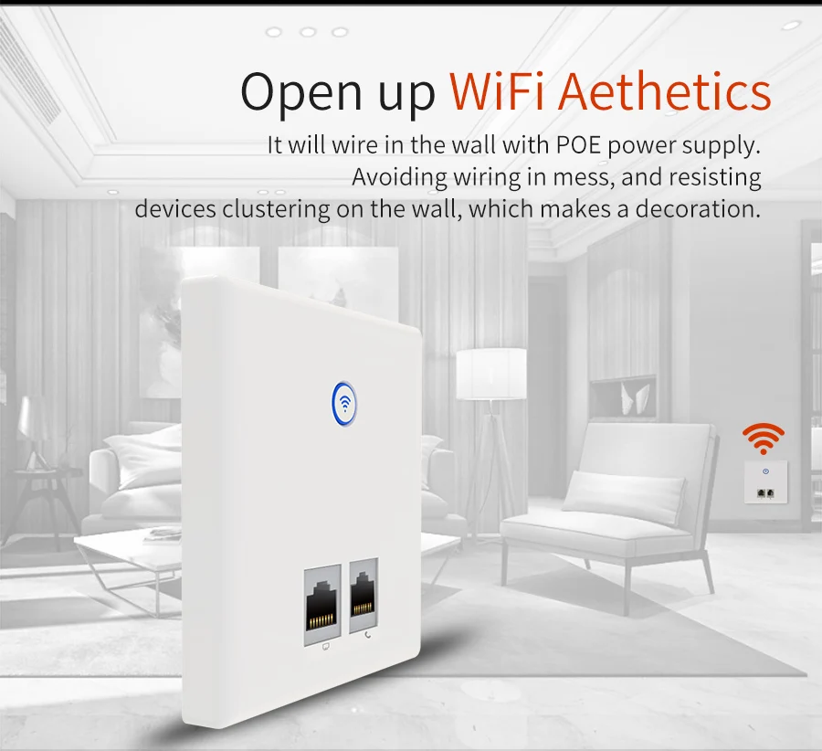 COMFAST 300 Мбит/с в стене беспроводной AP CF-E535N Wi-Fi маршрутизатор с 2* RJ45 порт 2* RJ11 порт мини-коммутатор Поддержка 48 В POE адаптер питания