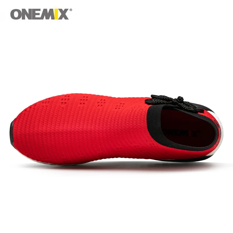 Onemix Men Running Shoes Weaving Breathable Light Running Shoes Knitted Vamp Shoes Walking Lightweight Slip Resistan