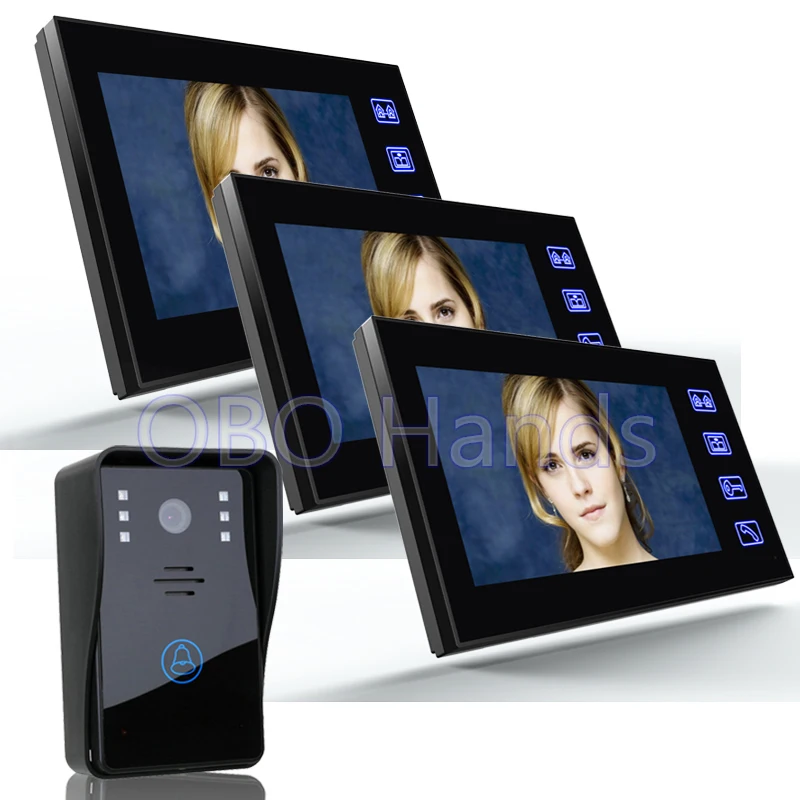 7 Color Video font b Door b font Phone Intercom System 3 Monitor Doorbell font b