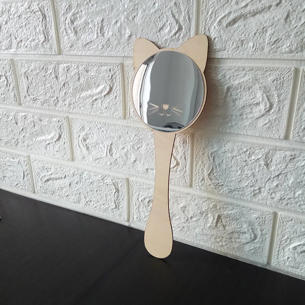 

Nordic Wooden Mirror Cartoon Butterfly Rabbit Baby Kids Room Decor Handle Mirror P# dropship