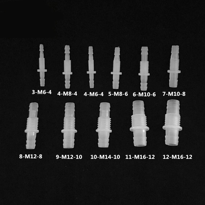 4 шт M6-M16 резьба 3 мм-12 мм Пластиковые прямые разъемы с шестигранные гайки