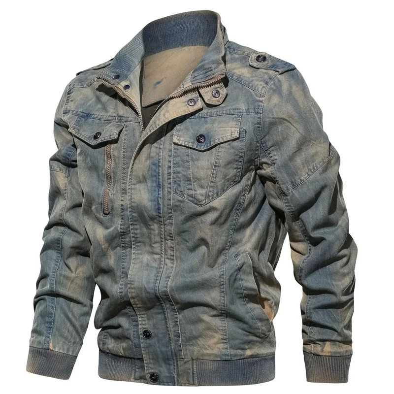

2019 Spring Men Large Size jacket for retro military industry Male Denim Jean Jacket Coats Bomber Jackets A056