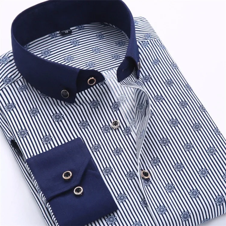 Big Size 4XL Men Dress Shirt 2016 New Arrival Long Sleeve Slim Fit Button Down Collar High Quality Printed Business Shirts MCL18