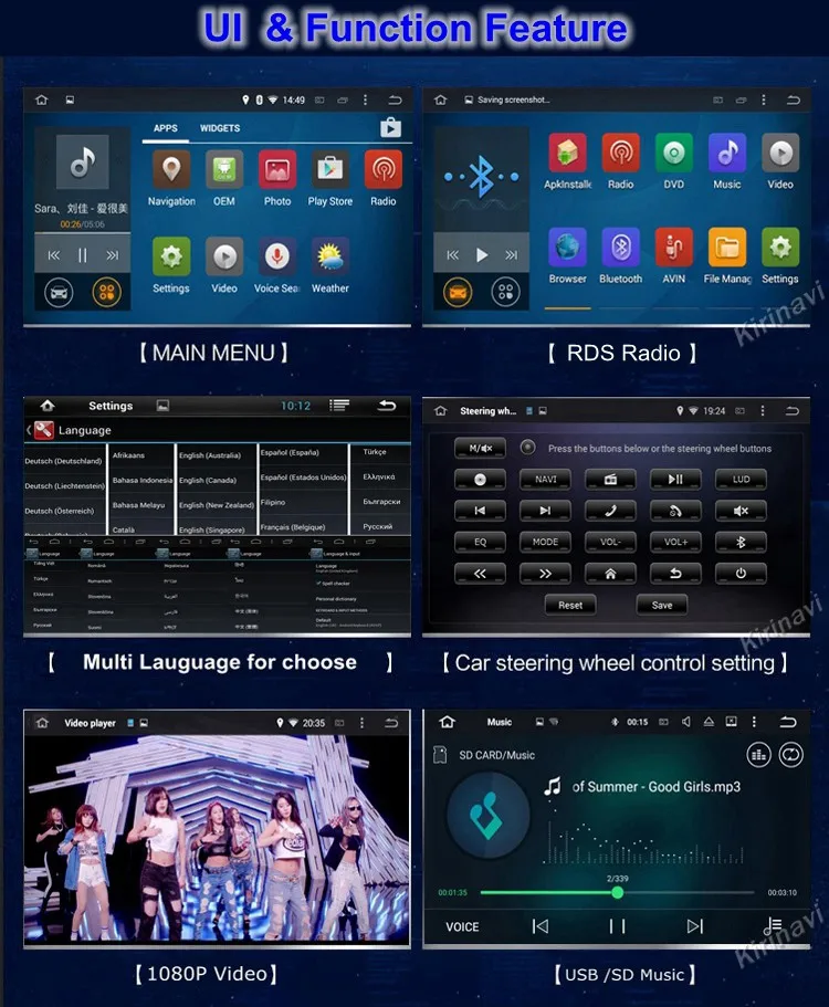 Excellent KiriNavi Android 7.1 car stereo for Peugeot 5008/3008 2009+ car DVD player navigation GPS touch screen DVD Mp3/Mp4 player video 12