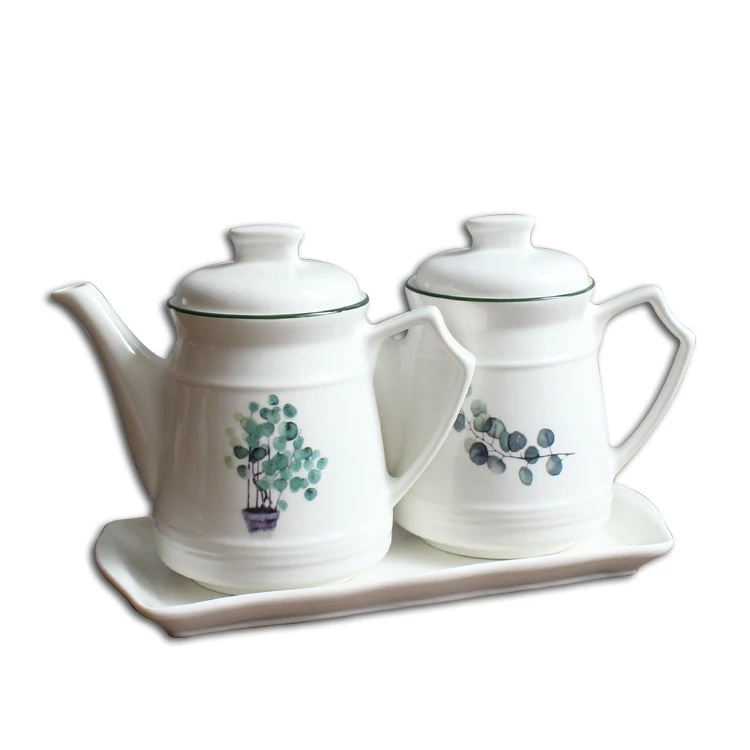 Ceramic Kitchen Containers Seasoning Storage Box Pot Oil Vinegar Soy Sauce Storage Container